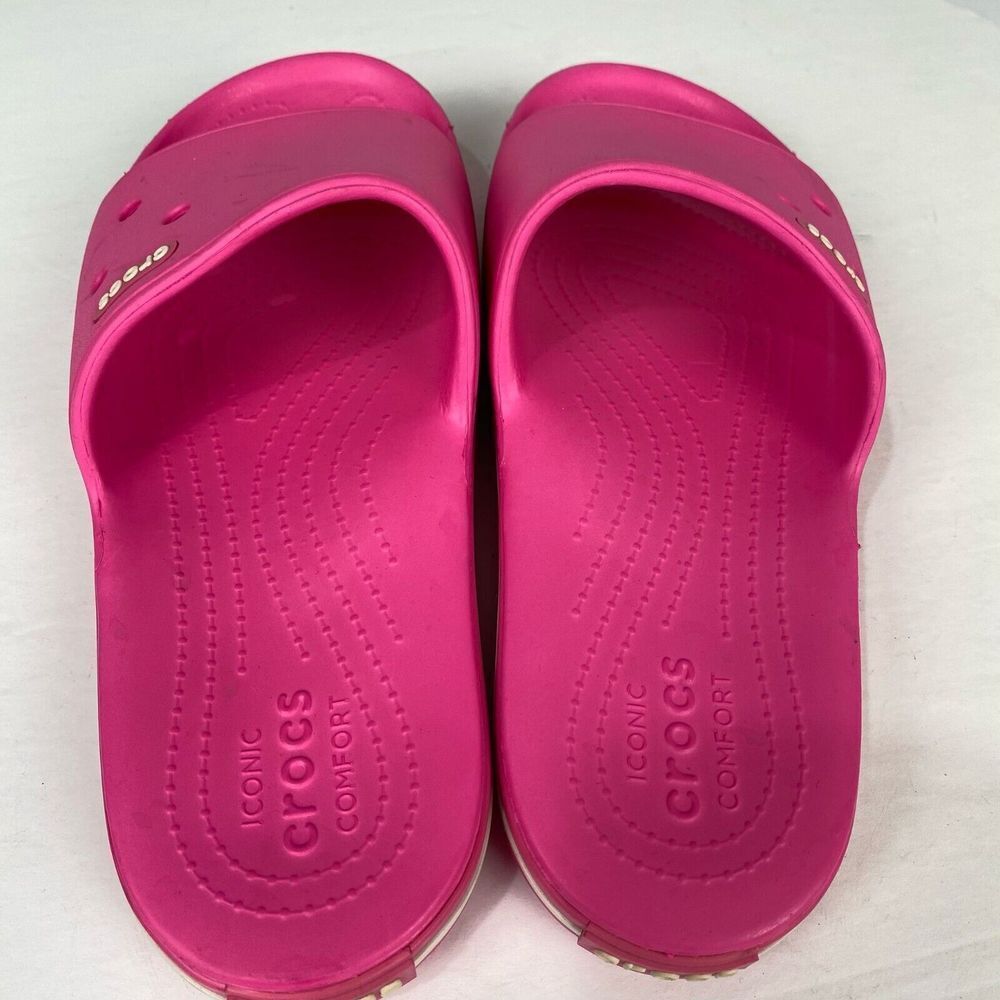 ICONIC CROCS COMFORT Sandals size Mens 8 Womens 10 Electric Pink - Picture 9 of 10